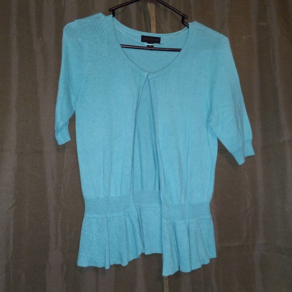 Turquoise Cardigan Sweater with Hook & Eye Closure - Picture 1 of 3
